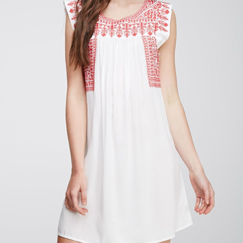 Forever 21 Embroidered Peasant Dress